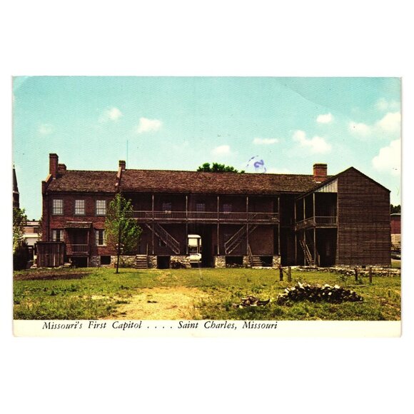 Missouri First Capitol Postcard 200 Block South Main Street St Charles Vintage - Picture 1 of 2